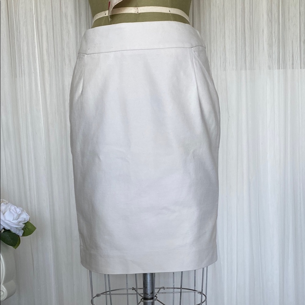 J Crew Pencil 100% Cotton Pencil Elegant Career Off White Women's Skirt! Size 8